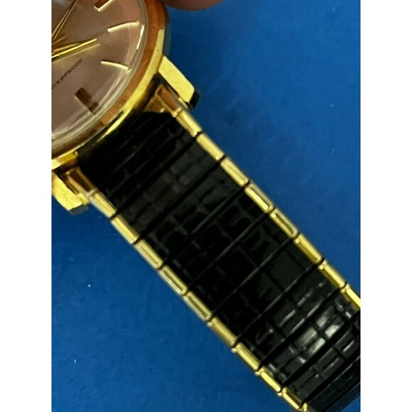 Vintage 1960s Mens Elgin Silver & Gold tone Pie Pan Dial Watch in box - Picture 14 of 16